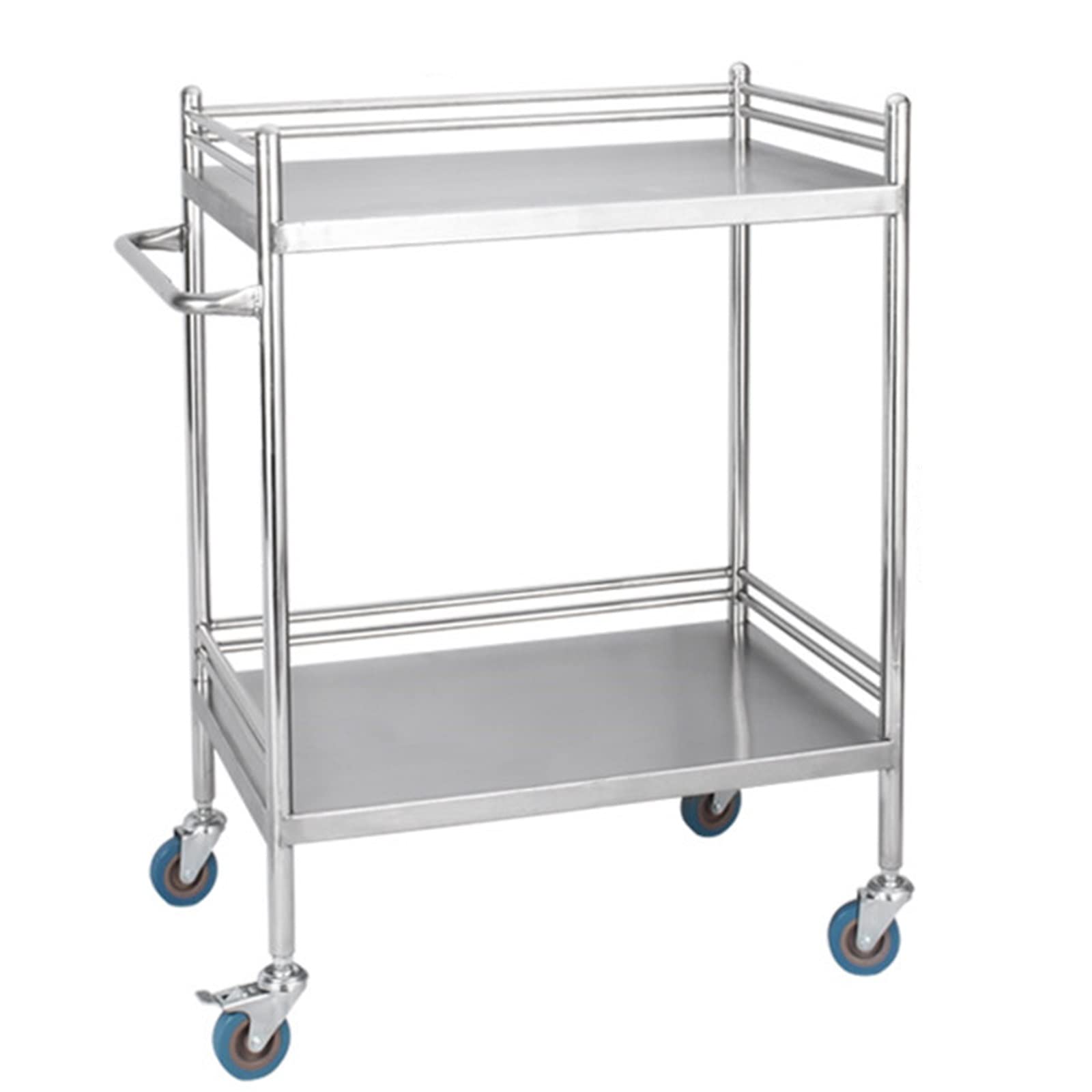 LJYKBFL Medical Trolley, 2 Tier Heavy Duty Medical Utility Cart, With 360°Rotate Wheels Mobile Care Car Clinic Carts, Laboratory Equipment Rolling Carts Spa Beauty Salon Tool Car(Standard-80X48Cm)
