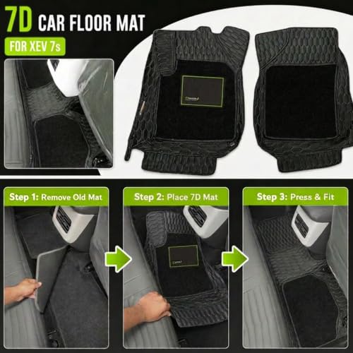 Image of EV MASTER 7D Car Floor Mats for Mahindra XEV 9S Hybrid (2026 Onwards) Complete Set | All Weather | Anti-Slip | Luxury Premium Car Mat | Full Coverage | Custom Fitted Car Foot Mats