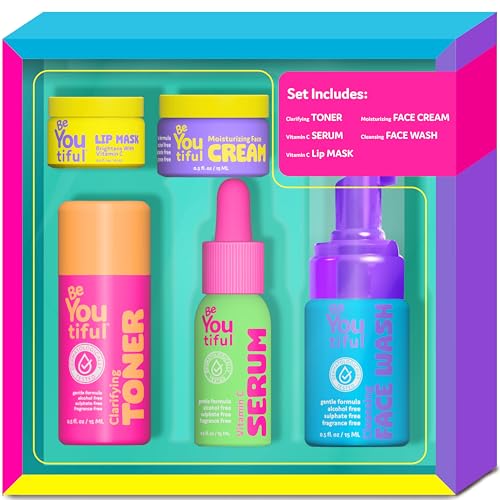 BeYoutiful Skin Care Gift Set for Teens, BFF Regimen 5-Piece kit for Sleepovers & Kids Skincare,...