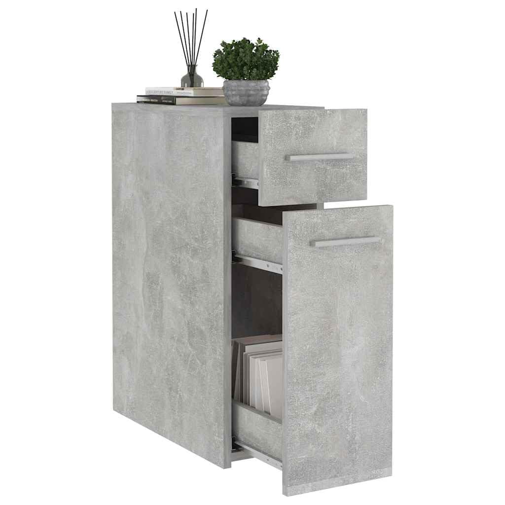 Apothekerschrank 20x45,5x60 cm Betongrau, Schmaler Küchenschrank aus Holzwerkstoff, Kompakter Vorratsschrank für Haushalt und Küche
