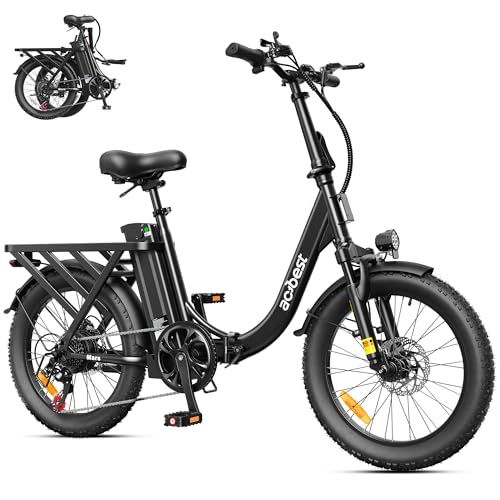 ACTBEST Mars Electric Bike for Adults 20 Fat Tire Folding Ebike with Peak 1200W Motor 7 Speed 20+MPH 48V 13.5Ah Removable Battery Max Range 55 Miles Foldable Electric Bicycle