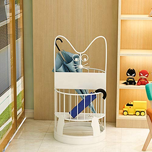 Porte-parapluies en métal durable blanc avec bac de récupération d'eau - 5