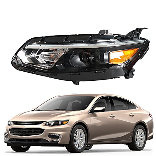 munirater Headlight Assembly Driver Side Black Housing Projector Replacement for 2016 2017 2018 Malibu