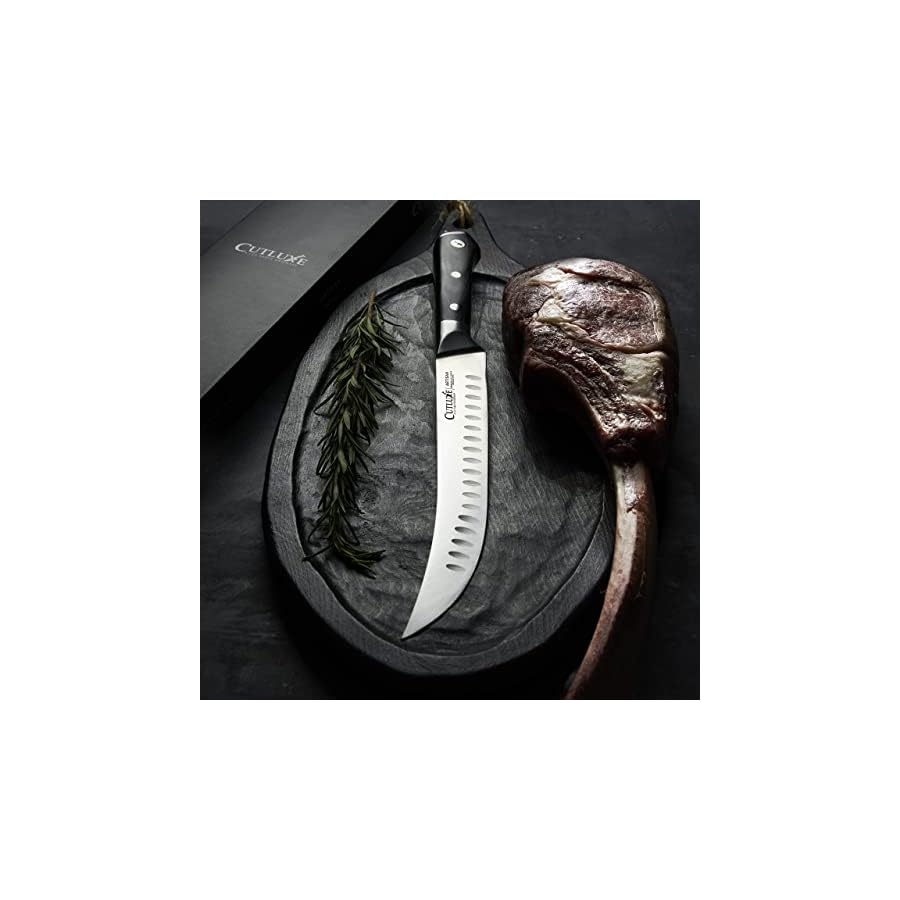 CUTLUXE-Butcher-Knife--10-Cimeter-Breaking-Knife--Forged-High-Carbon-German-Steel--Full-Tang-Razor-Sharp--Ergonomic-Handle-Design--Artisan-Series Cutluxe Butcher Knife – 10″ Cimeter Breaking Knife, Razor Sharp Forged High Carbon German Steel, Full Tang Carving Knife, Ergonomic Handle Design, Grilling Gifts for Men – Artisan Series