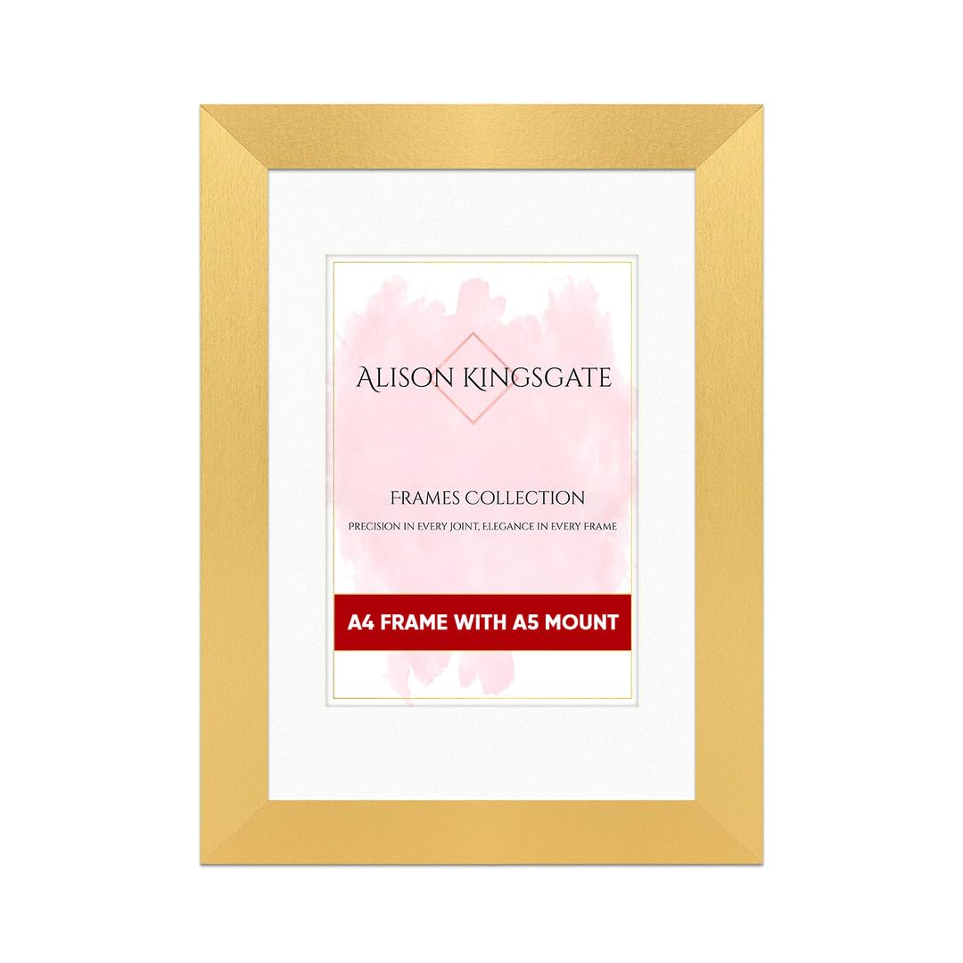 Alison Kingsgate A4 GOLD Picture Frame with Mount for A5 Photos