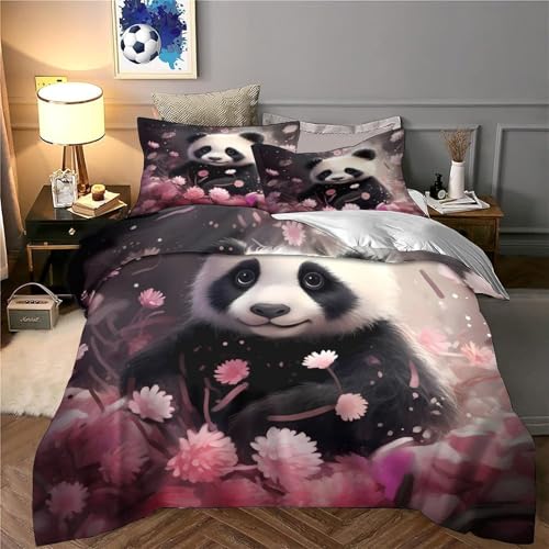 Linge de lit panda 200x200 avec housse de couette double microfibre imprimée 3D