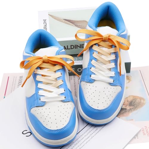 Image of Flat Colorful Shoelaces Gradient Rainbow Shoe Lace Shoestring 2 Pair