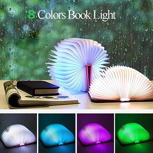 Image of Maharsh Wooden Book Light,Novelty Folding Book Lamp, Folding Night Light,USB Rechargeable Wooden Table Lamp,Magnetic Design- Creative Gift Home Office Decor for Family Girlfriend