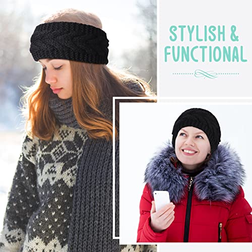 20 Pieces Winter Ear Warmer Headband For Women Soft Knit Stretch Ear Band Covers Headbands For Girls Cold Weather Outdoor (Black) #TOP4