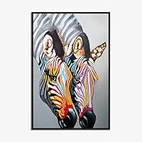 Framed Canvas Wall Art Colorful Colorful Two Horses Canvas Prints Home Artwork Decoration for Living Room,Bedroom - 16x24 inches