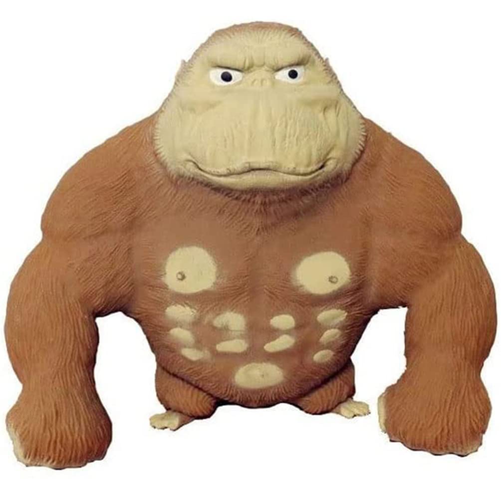 Gadpiparty Large Gorilla Figure Toy, Fun Squeeze Stress Monkey Toy Sensory Toys Latex Gorilla Fidget Toy for Relieving Stress Halloween Birthday Christmas Party Favors (Brown)