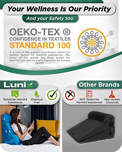 Lunix Lx8 Adjustable 4Pcs Orthopedic Bed Wedge Pillow Set, Post Surgery 100% Memory Foam For Back, Neck, Leg Pain Relief, Sitting Pillow For Acid Reflux And Gerd, Comfortable Pillows For Sleeping Blue #TOP7