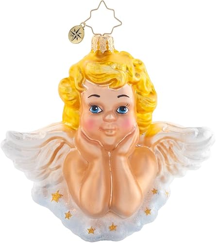 Christopher Radko Adorno decorativo de Navidad de cristal europeo hecho a mano querido ángel de la guarda