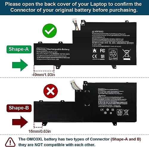 Image of Wefly OM03XL 863280-855 863167-171 Laptop Battery Compatible aFor H /P EliteBook x360 1030 G2 Series Notebook HSTNN-IB7O 863167-1B1 HSN-I04C OM03057XL Laptop Battery