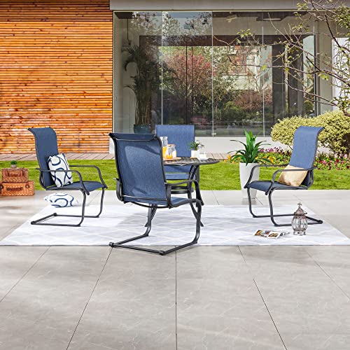 Image of LOKATSE HOME 5 Pieces Patio Outdoor Dining Set Textilene Armchair with Round Table for Lawn Garden Poolside