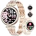 HIRREO FV4 Diamond Smart Watch for Women, 1.19" AMOLED HD Display, 100+ Sports Mode Fitness Tracker, 5ATM Waterproof/Pedometer/Sleep Smartwatch, Ladies Smart Watches for iOS Android, Rose Glod