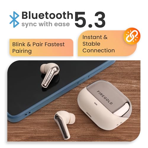 Image of FIREGOLD New Blastpods Wireless Earbuds with 4 Mic ENC, HD Sound Quality, 48 Hours Battery Backup (Grey White)