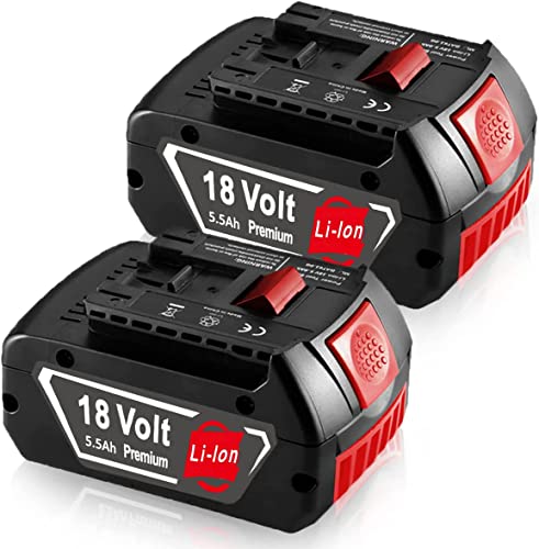 2X 5.5Ah 18V BAT610 Batterie de Rechange pour Bosch BAT618 BAT618G BAT609 BAT609G BAT619 BAT619G BAT610G BAT610 BAT612 BAT622 Bosch 18V Batterie Pièces de Rechange.