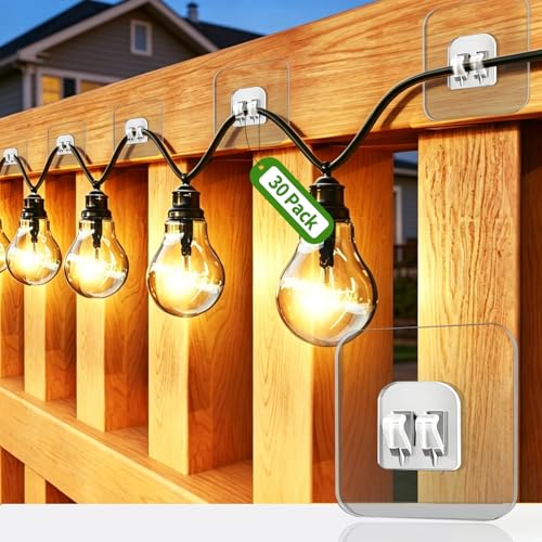50 Pack Hooks for Outdoor String Lights,Double Hook Heavy Duty Light Clips