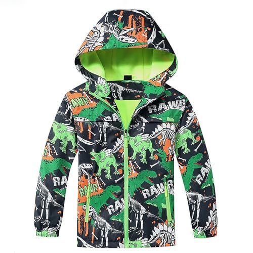 Manteau capuche garçon motif dinosaure avec doublure polaire chaude pour hiver