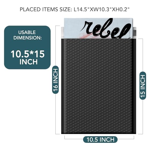 Image of Metronic Large Bubble Mailers 10.5x16 inch 250 Pack Self Seal Black Padded Envelopes Strong Adhesion Mailing Envelopes Bubble Padded for Small Business Shipping Books Clothes Gifts