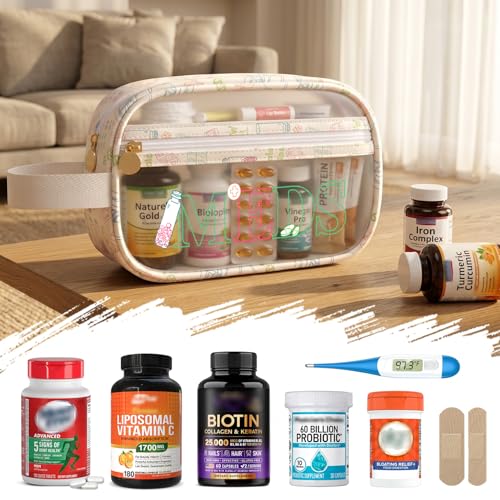 Image of COSHAYSOO Clear MEDS Bag Medicine Travel Case Pill Pouches for Traveling Small Medication Organizer Purse for Women Teen Girls, Car Emergency Medicine Kit Accessories Airplane Park Trip Essentials