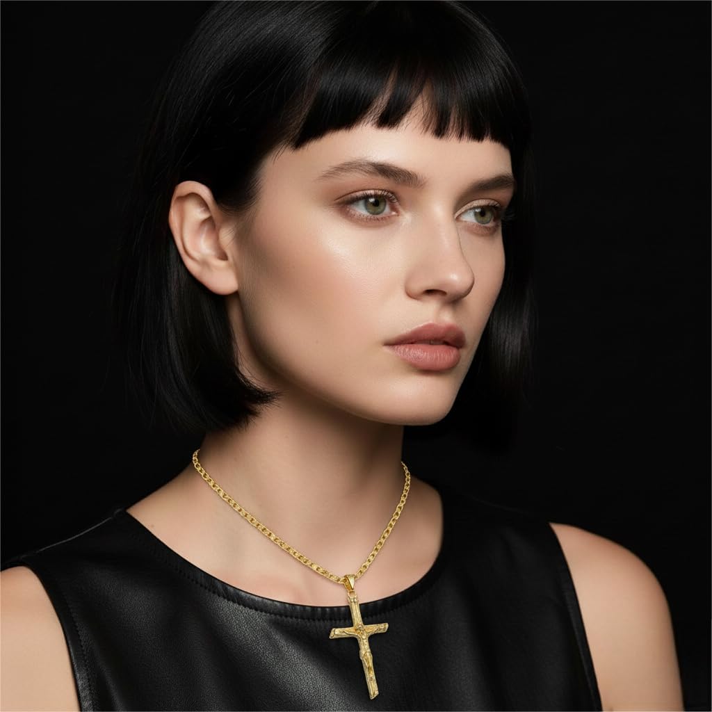 14K Gold Cross Necklace for Women Men 14K Gold Crucifix Pendant Chain Jesus Cross Necklace Religious Jewelry Christian Gift - Image 8