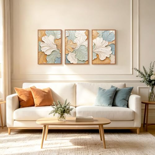 Image of CHDITB 3D Abstract Wall Art, Textured Boho Chic Ginkgo Leaf Wall Decor
