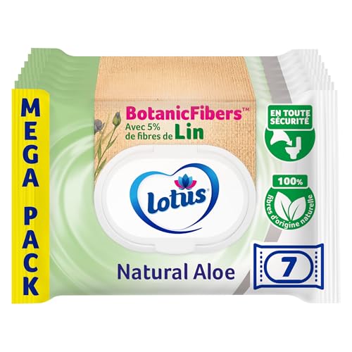 Lotus Papier Toilette Humide Natural Aloe - Sans colorant, ni parfum - Fibres FSC 100 % d’origine naturelle - 294 feuilles 42 unités (Lot de 7)