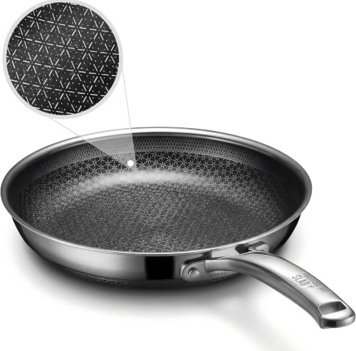 Image of OATOFP Non Stick Frying Pans 11.9 inch, Hybrid Frying Skillets Nonstick,non stick Stainless Steel Braiser Pans, Dishwasher and Oven-Safe Chef Pan, Induction Compatible Cooking Pan, PFOA Free