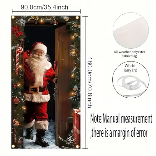 Image of BlissYard Christmas Door Cover Santa Arrival 35 x 71 Inch