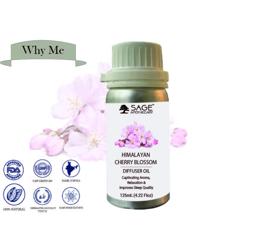 Image of Sage Apothecary Himalayan Cherry Blossom Diffuser Oil Natural Aromatherapy Oil for Sleep and Relaxation - 125 ml