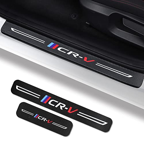 4Pcs Car Door Sill Protector for Honda CRV Accessories Fit for CRV 2006-2022,Carbon Fiber Leather,Reflective Automotive Door Entry Guard Decoration Sticker,Door Threshold Scuff Plate Cover