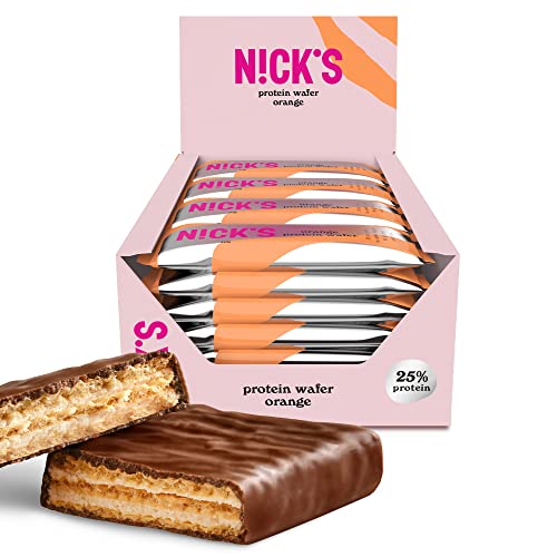 Image of N!CK'S Protein Wafer Bar Orange | 25% Protein (10g) 203 Calories | Low Carb Cookie Bar Snack with No Added Sugar, Gluten Free (24 bars x 40g)