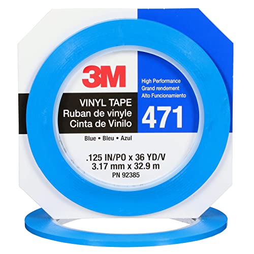 Image of 3M Vinyl Tape 471 Blue, 1 /8 in x 36 yd., 5.2 mil, 1 Roll, Blue Floor Tape, Paint Alternative for Floor Marking, Social Distancing, Color Coding, Safety Marking