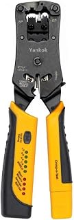 Yankok [HT-376 Modular Plug Crimper] Crimps RJ45 8P8C RJ12 RJ11 6P6C/4C/2C, RJ10 and RJ9 4P4C/2C Connectors, Strip Cut and Test Ethernet Cables w/Cable Tester