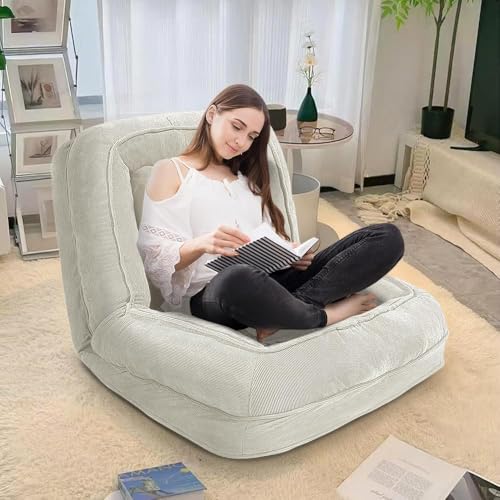 Sofá cama convertible y puf tatami ajustable con 2 almohadas para dormitorio o salón