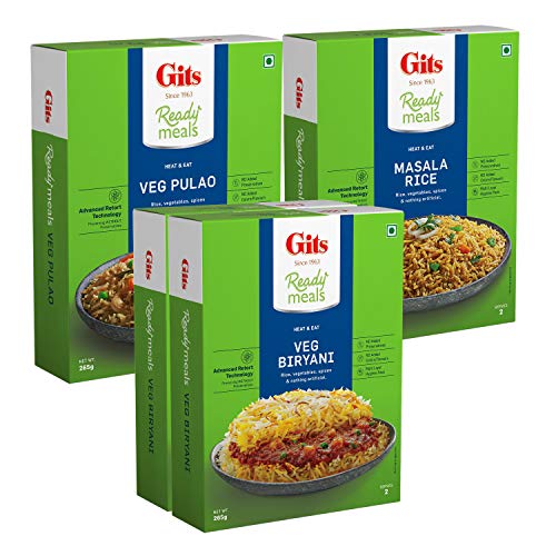 Gits Ready to Eat Rice Combo 1060g (Veg Biryani 265g X Pack of 2 ...