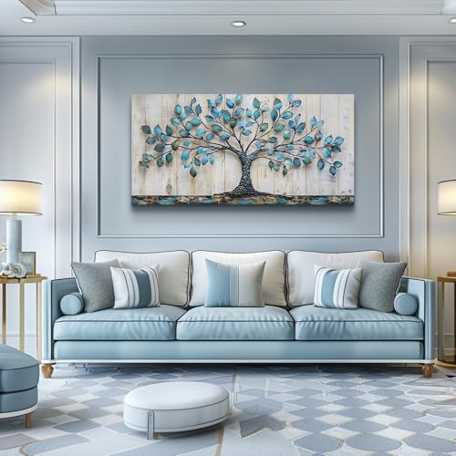 QIYILEXWART Canvas Wall Art For Living Room Wall Decor For Bedroom Office Wall Decoration Green Tree Landscape Painting Abstract Pictures Artwork Room Aesthetic Home Decor 20x40 In