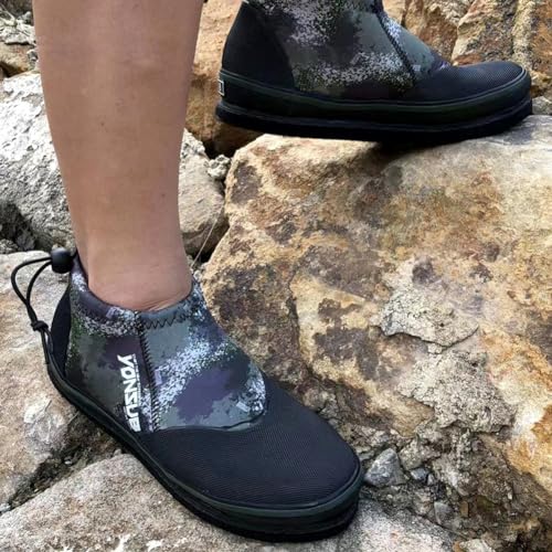 WYYHAA Self-Lock Rock Fishing Shoes, 3MM Neoprene Camouflage Hunting Fishing Boots Anti-Slip Steel Nail Felt Sole for Men Women3