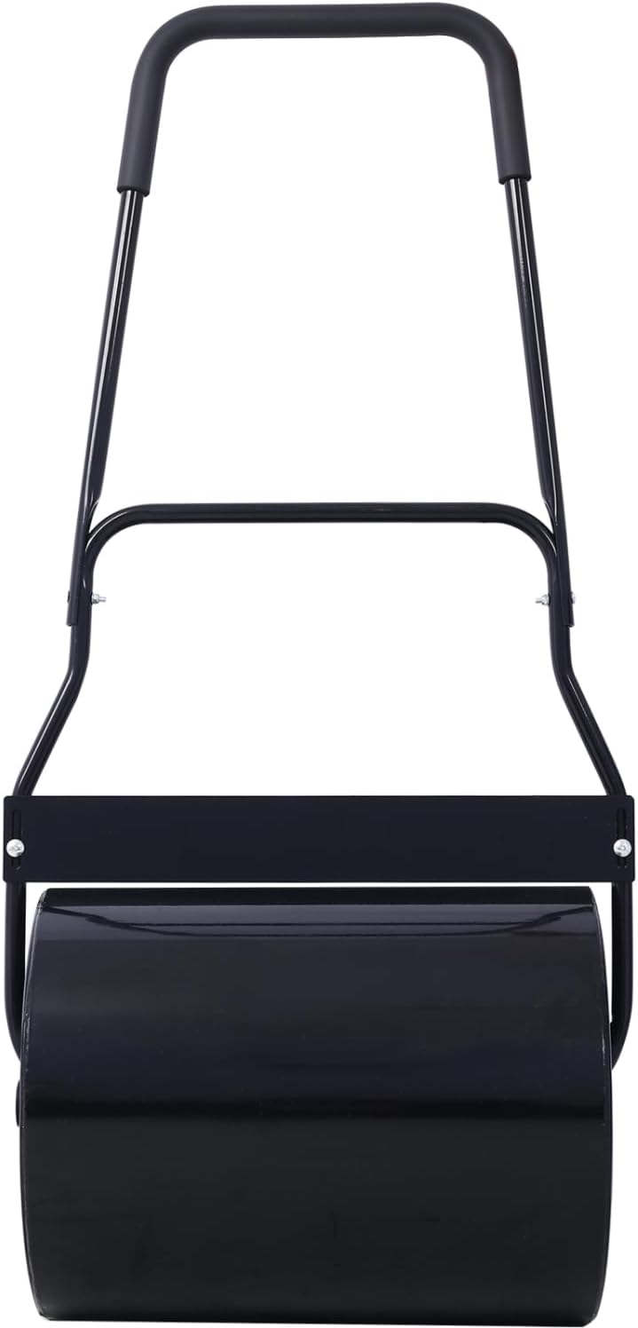 Lawn Roller, 16 Gallon Heavy-Duty Tow Behind Water/Sand Filled Sod Drum Roller for Garden Yard Park Steel Black Versatile Capacity Outdoor Ready