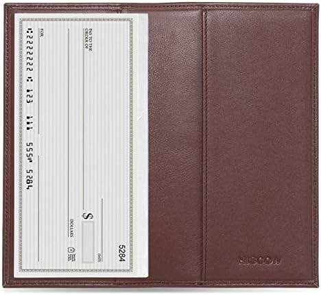 HISCOW Minimalist Leather Checkbook Cover for Men & Women - Italian Calfskin (Brown)