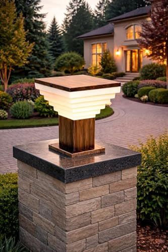 Image of Modern Golden Antique Finish Outdoor Gate Pillar Light - Waterproof Garden Entrance Lamp for Home Entrance, Garden, Villa Entrance, Hotel & Restaurant Outdoor Area (Pack of 2) (Without Bulb)