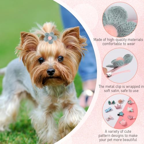 10 Pcs Small Dog Hair Clips, Dog Hair Bows, Puppy Hair Barrettes, Pet Hair Accessories, Puppy crown accessories, flower accessories, heart accessories, Hairpin Cat Topknot, Beauty Accessories(Ten Styl - Image 4