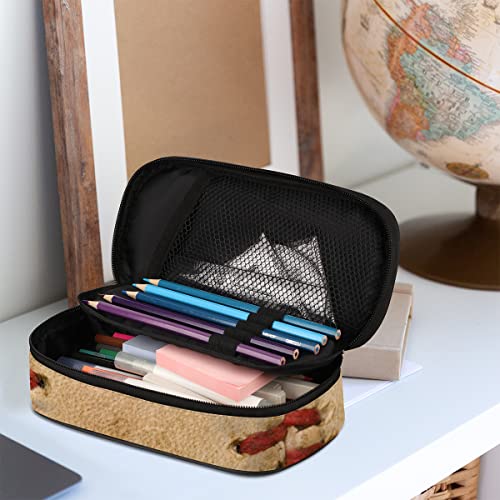Image of Pardick Sport Big Capacity Pencil Pen Case Old Baseball Large Pencil Pouch with Zipper Compartments Pencil Bag for Boys Girls Adults Student Office School Supplies