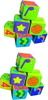 TOYANDONA 12Pçs Blocos De Chocalho Para Bebês Blocos De Construção De Bebês Blocos De Pilha Módulo De Caixa De Blocos De Cubo