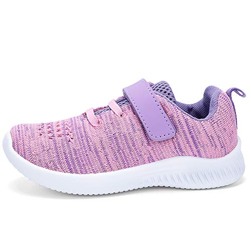 Nerteo Girls Running Shoes, Casual Comfort Walking Sneakers For Kids, Strap Tennis Shoes Purple/Pink 1 M Us Little Kid #TOP3