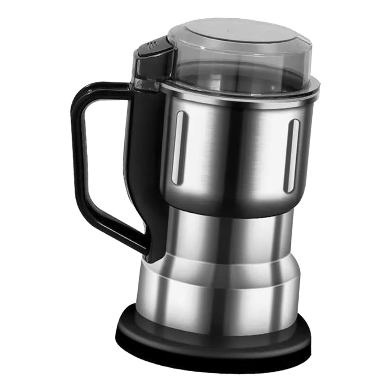 Moulin à café électrique compact portable en acier inoxydable avec finition argentée