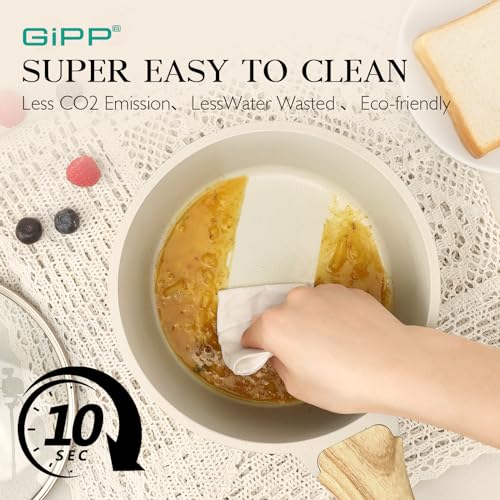 GiPP 1.5L&2.5L Sauce Pan Set with Lid Nonstick - White Granite Non Stick Sauce Pots Cooking Pot with Stay-Cool Handle, Small Kitchen Pots Saucepan Set Induction Compatible, PFOA Free(White, 16+18cm) - Image 6
