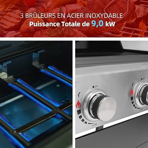 Royal Gourmet GH3000E-F 3 Burner Gas Barbecue, Black